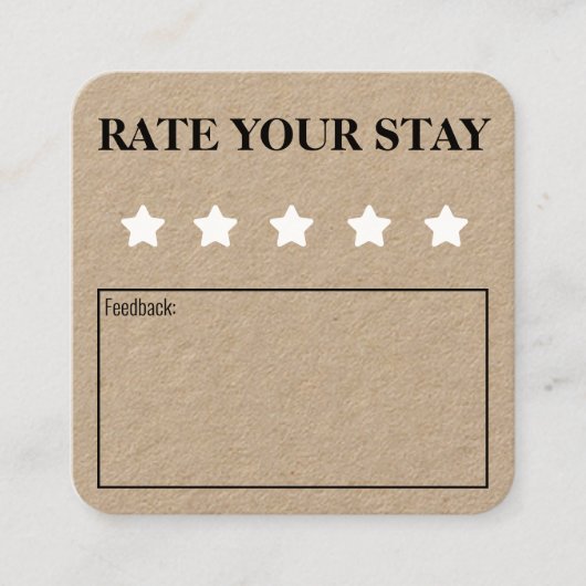 Bewertung Ihrer Bleibe Airbnb Hospitality-Feedback Quadratische Visitenkarte (Vorderseite)