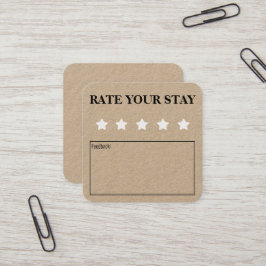 Bewertung Ihrer Bleibe Airbnb Hospitality-Feedback Quadratische Visitenkarte