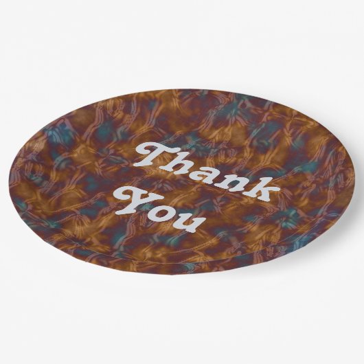 Bewertung Meal Gold Blue Swirl Farben Vielen Dank Pappteller (Schrägansicht)