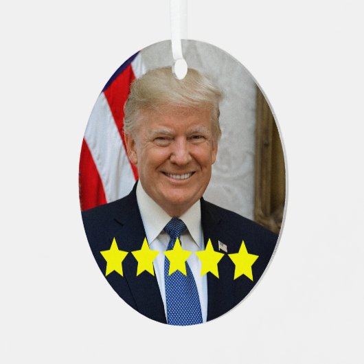 Bewertung von Präsident Donald Trump Ornament Aus Metall (Vorderseite links)