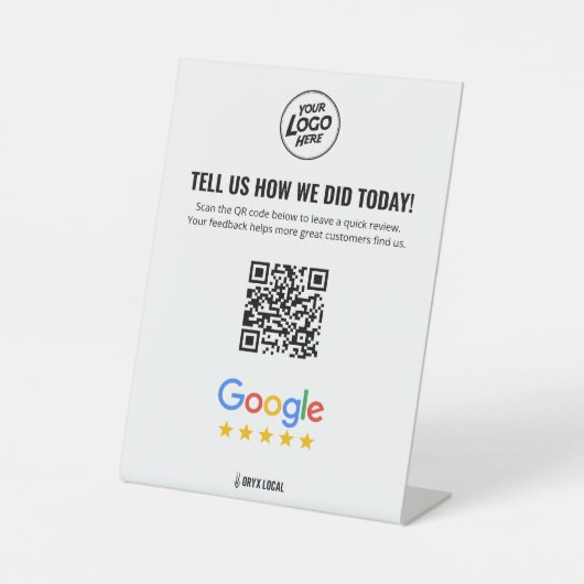 Bewertungs-QR-Code-Rating-Podest Sockelschild (Vorderseite)