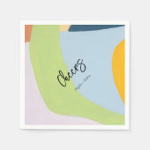 Bewirbt abstrakten Kunsttext mit einzigartigem Far Serviette (Vorderseite)