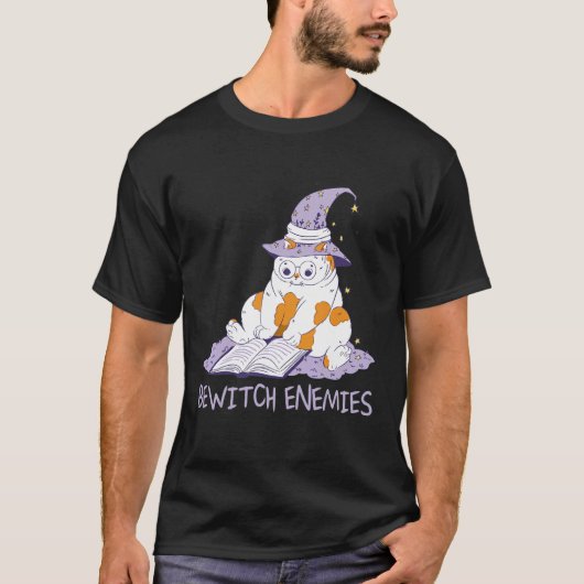 Bewitch Enemies Magic Cat Witch Saying Witchcraft T-Shirt (Vorderseite)