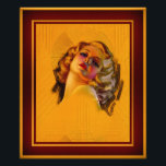Bewitching Eyes Art Deco Porträt von Zoe Mozert Fotodruck<br><div class="desc">Bewitching Eyes Art Deco Portrait von American Painter Zoe Mozert [Alice Adelaide Moser] (1907 - 1993); Portraitist, Pinup Artist und Pun-up Model. Das ist ein verführerisches Deko-Büstenporträt einer wunderschönen Blondine der frühen 1930er Jahre, beleuchtet mit goldenen Farbtönen und schönen roten Farbakzenten von Blau, Violett, Rose und Grünton aus mehreren Lichtquellen,...</div>