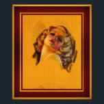 Bewitching Eyes Art Deco Porträt von Zoe Mozert Fotodruck<br><div class="desc">Bewitching Eyes Art Deco Portrait von American Painter Zoe Mozert [Alice Adelaide Moser] (1907 - 1993); Portraitist, Pinup Artist und Pun-up Model. Das ist ein verführerisches Deko-Büstenporträt einer wunderschönen Blondine der frühen 1930er Jahre, beleuchtet mit goldenen Farbtönen und schönen roten Farbakzenten von Blau, Violett, Rose und Grünton aus mehreren Lichtquellen,...</div>