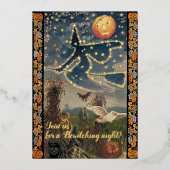 Bewitted Starry Night Halloween Folieneinladung (Vorderseite)