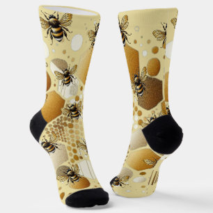 Bewohnte Biene auf Honeycomb: Hexagons und Kreise Socken