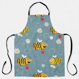 Bewohnte Bienen, die sich um die Blume bummeln und Schürze