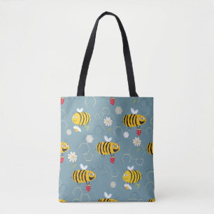 Bewohnte Bienen, die sich um die Blume bummeln und Tasche
