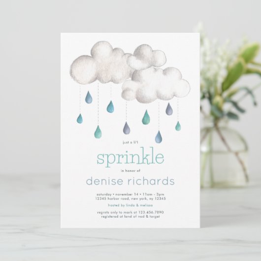 Bewölkt mit der Chance, Sprinkles Baby Dusche Einladung (Stehend Vorderseite)
