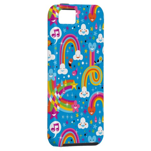 bewölkt Regenbogenregentropfen-Herzmuster Case-Mate iPhone Hülle (Rückseite/rechts)