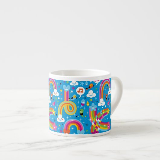 bewölkt Regenbogenregentropfen-Herzmuster Espressotasse (Vorderseite Rechts)