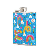 bewölkt Regenbogenregentropfen-Herzmuster Flachmann (Links)