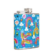 bewölkt Regenbogenregentropfen-Herzmuster Flachmann (Rechts)