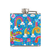 bewölkt Regenbogenregentropfen-Herzmuster Flachmann (Rückseite)