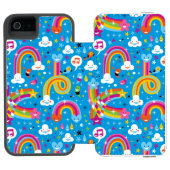 bewölkt Regenbogenregentropfen-Herzmuster Incipio iPhone Geldbeutel-Hülle (Folio Geöffnet)