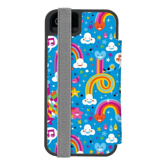 bewölkt Regenbogenregentropfen-Herzmuster Incipio iPhone Geldbeutel-Hülle (Folio Rückseite)
