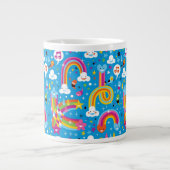 bewölkt Regenbogenregentropfen-Herzmuster Jumbo-Tasse (Vorderseite)