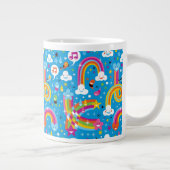 bewölkt Regenbogenregentropfen-Herzmuster Jumbo-Tasse (Rechts)