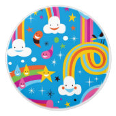 bewölkt Regenbogenregentropfen-Herzmuster Keramikknauf (Vorderseite)
