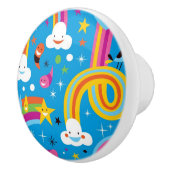 bewölkt Regenbogenregentropfen-Herzmuster Keramikknauf (Rechts)