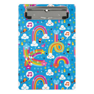 bewölkt Regenbogenregentropfen-Herzmuster Mini Klemmbrett
