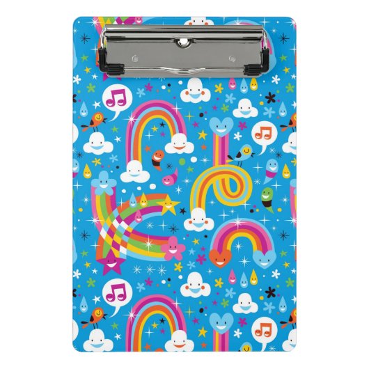 bewölkt Regenbogenregentropfen-Herzmuster Mini Klemmbrett (Vorderseite)
