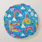 bewölkt Regenbogenregentropfen-Herzmuster Rundes Kissen (Rückseite)