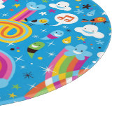 bewölkt Regenbogenregentropfen-Herzmuster Schneidebrett (Ecke)