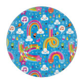 bewölkt Regenbogenregentropfen-Herzmuster Schneidebrett (Vorderseite)