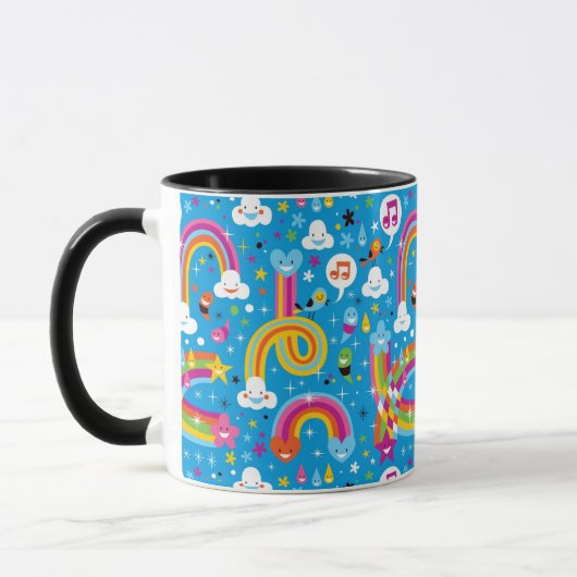 bewölkt Regenbogenregentropfen-Herzmuster Tasse (Links)
