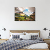 bewölkte Berge | Alpensee Leinwanddruck (Insitu (Schlafzimmer))