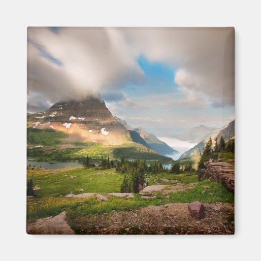 bewölkte Berge | Alpensee Magnet (Vorne)