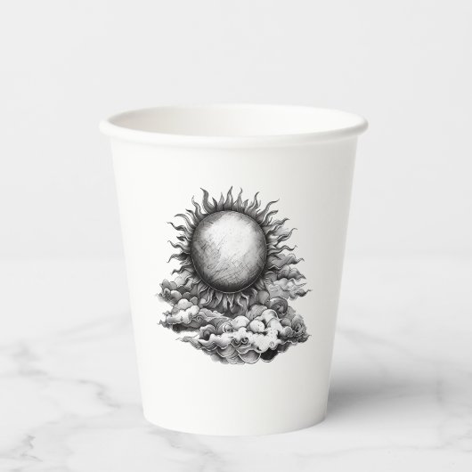 Bewölkte Sonne Pappbecher (Vorderseite)