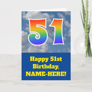 Bewölkter blauer Himmel, Regenbogen-Muster "51" Ge Karte
