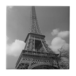 Bewölkter Eiffel in Schwarzweiss, 2015 Fliese
