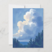 Bewölkter Himmel | Blaue Wald-Wasserfarben-Postkar (Vorderseite)