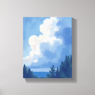 Bewölkter Himmel   Blaue Wasserfarbenmalerei des W Leinwanddruck