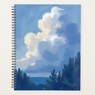 Bewölkter Himmel Blaue Wasserfarbenmalerei des W Planer