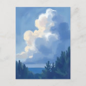 Bewölkter Himmel | Blaue Wasserfarbenmalerei des W Postkarte (Vorderseite)