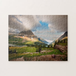 Bewölkter Mountains alpiner See Puzzle