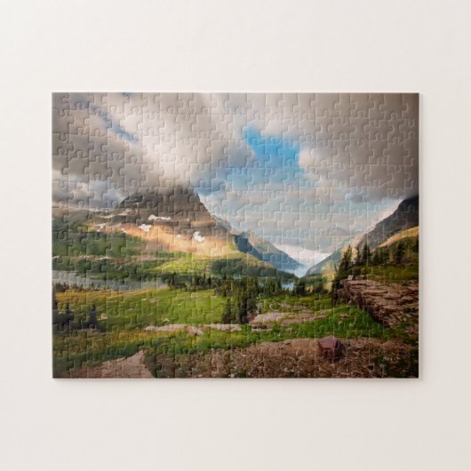 Bewölkter Mountains| alpiner See Puzzle (Horizontal)