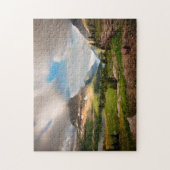 Bewölkter Mountains| alpiner See Puzzle (Vertikal)