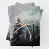 Bewölkter Pinienwald Geschenkpapier Set (Beispiel)