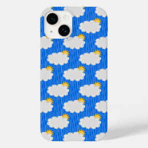 Bewölkter Sonniger Regen Muster Design Blau Case-Mate iPhone 14 Hülle