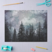Bewölkter Winter Pine Forest Decoupage Seidenpapier (Basteln)