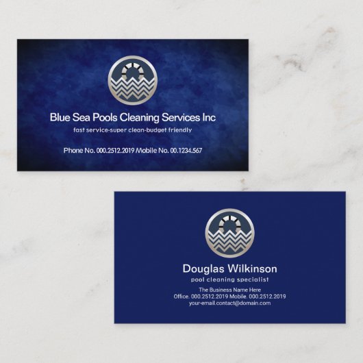 Bewölkung mit blauem Wasser Pflege des Pools Visitenkarte (Vorne/Hinten)