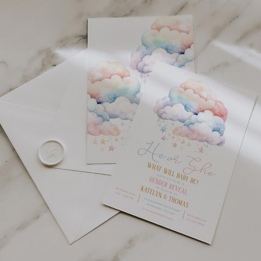 Bewölkung und Sterne - Aufdeckung der Geschlechtsz Einladung