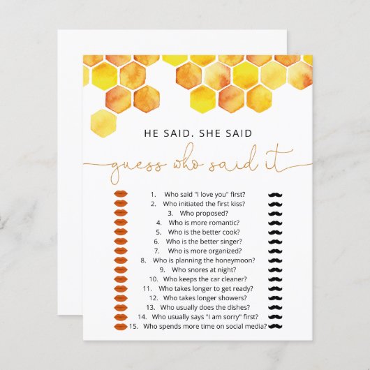 Bewollte er sein, sagte sie sagte Brautparty Game (Vorne/Hinten)
