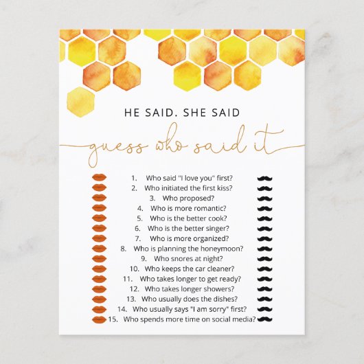 Bewollte er sein, sagte sie sagte Brautparty Game (Vorderseite)